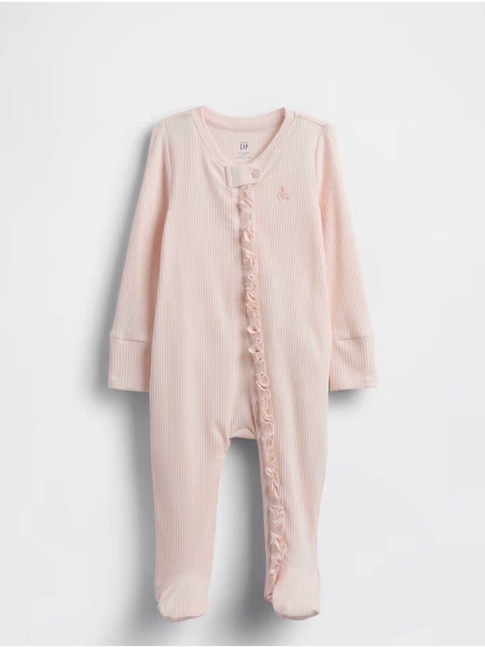 GAP Baby Pink Ribbed Ruffle One-Piece 0-3mo